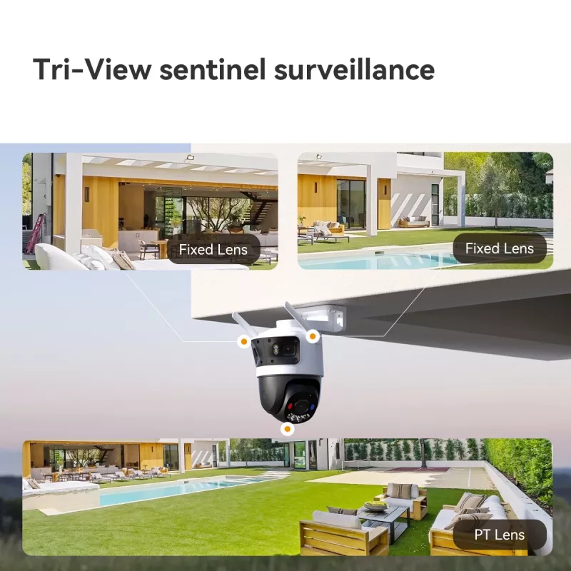 Cámara de vigilancia IP IMOU Cruiser Triple IPC-S7UP-11M0WED — 2880×1620, 6 mm, zoom digital 8×, con cable e inalámbrica, exterior, montaje en techo/pared