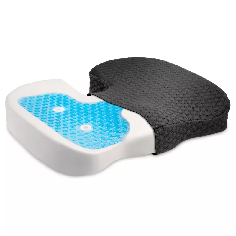 Kensington Cojín de asiento Premium Cool-Gel, cojín de asiento, espuma viscoelástica, silla, negro, liso, cremallera