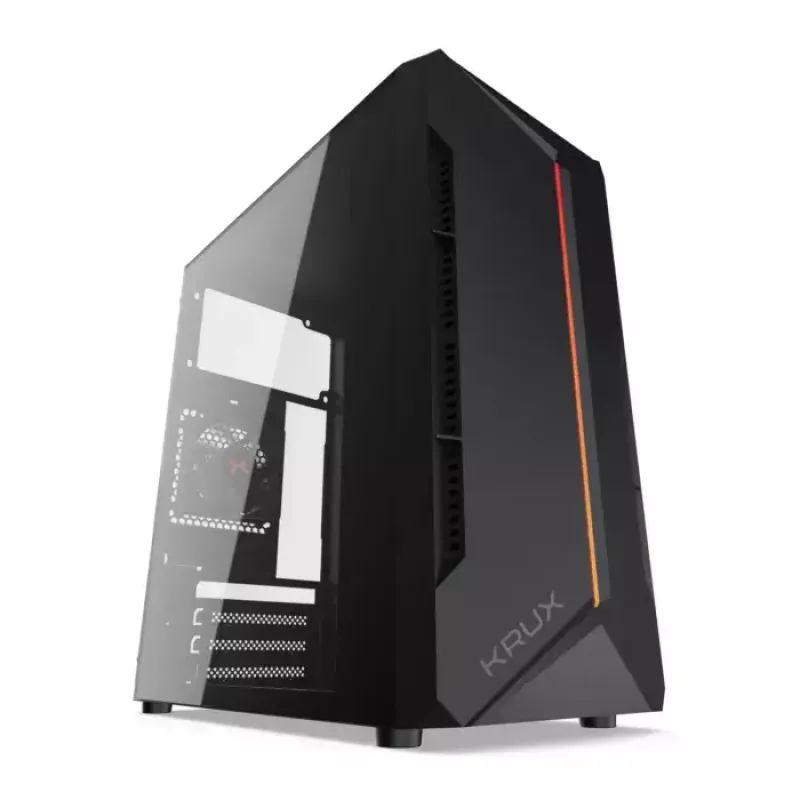 Caja de PC KRUX Astro Cube negra — chasis Cube, compatible con Micro ATX/Mini-ITX, 1 bahía de 3,5 inch + 2 de 2,5 inch, ventana lateral, fuente de alimentación máx. 28 cm, altura máx. de disipador 136 mm