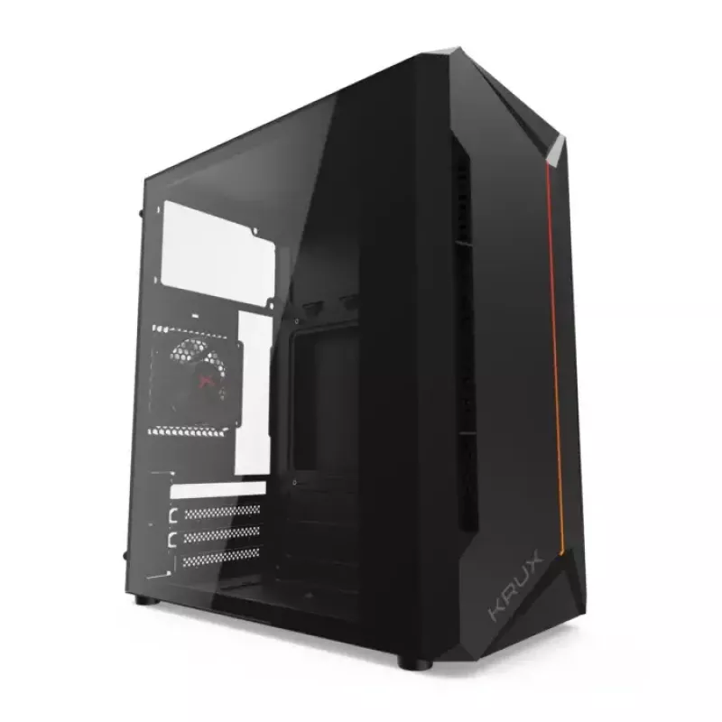 Caja de PC KRUX Astro Cube negra — chasis Cube, compatible con Micro ATX/Mini-ITX, 1 bahía de 3,5 inch + 2 de 2,5 inch, ventana lateral, fuente de alimentación máx. 28 cm, altura máx. de disipador 136 mm
