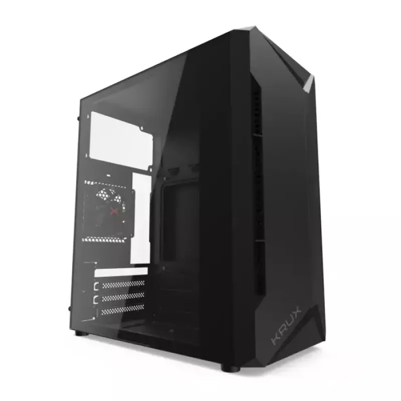 Caja de PC KRUX Astro Cube negra — chasis Cube, compatible con Micro ATX/Mini-ITX, 1 bahía de 3,5 inch + 2 de 2,5 inch, ventana lateral, fuente de alimentación máx. 28 cm, altura máx. de disipador 136 mm