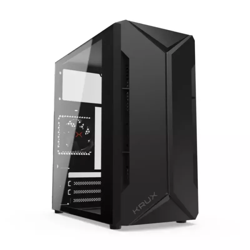 Caja de PC KRUX Astro Cube negra — chasis Cube, compatible con Micro ATX/Mini-ITX, 1 bahía de 3,5 inch + 2 de 2,5 inch, ventana lateral, fuente de alimentación máx. 28 cm, altura máx. de disipador 136 mm