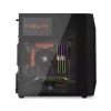 Caja de PC KRUX Astro Cube negra — chasis Cube, compatible con Micro ATX/Mini-ITX, 1 bahía de 3,5 inch + 2 de 2,5 inch, ventana lateral, fuente de alimentación máx. 28 cm, altura máx. de disipador 136 mm