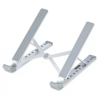 StarTech.com soporte plegable elevador para portátil, soporte ergonómico portátil de altura ajustable, estructura de aluminio ventilada soporta 10 kg, inclinable/elevable/angulado para portátil/tableta, diseño plegable