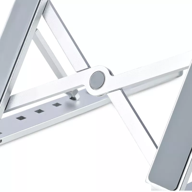 StarTech.com soporte plegable elevador para portátil, soporte ergonómico portátil de altura ajustable, estructura de aluminio ventilada soporta 10 kg, inclinable/elevable/angulado para portátil/tableta, diseño plegable