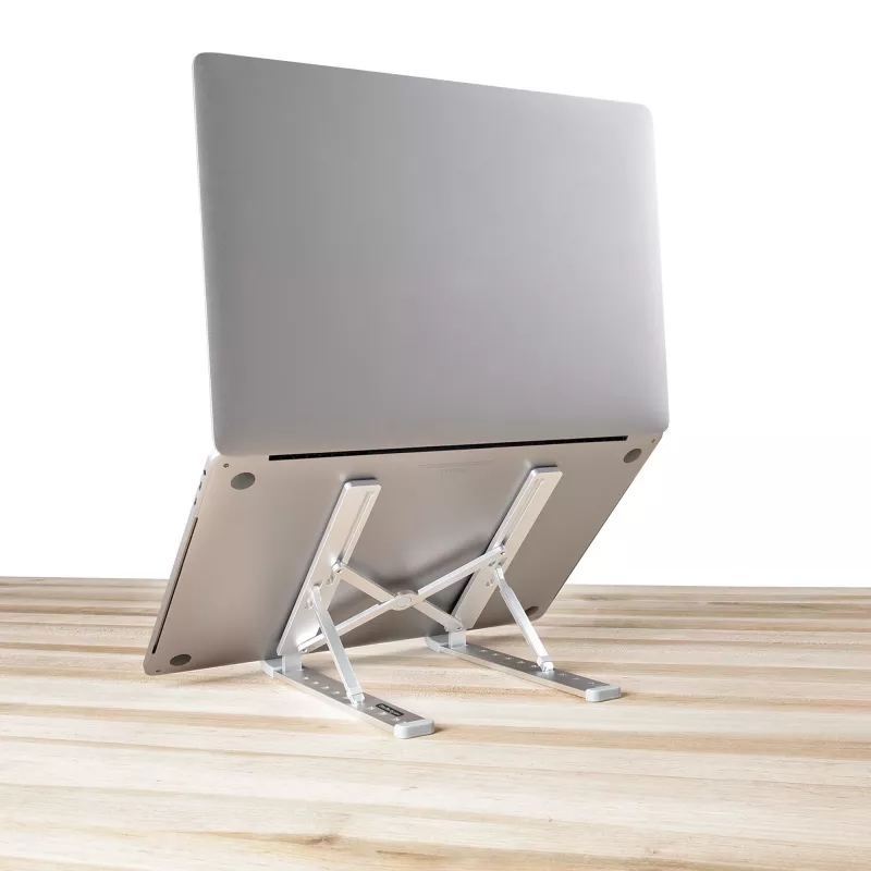 StarTech.com soporte plegable elevador para portátil, soporte ergonómico portátil de altura ajustable, estructura de aluminio ventilada soporta 10 kg, inclinable/elevable/angulado para portátil/tableta, diseño plegable