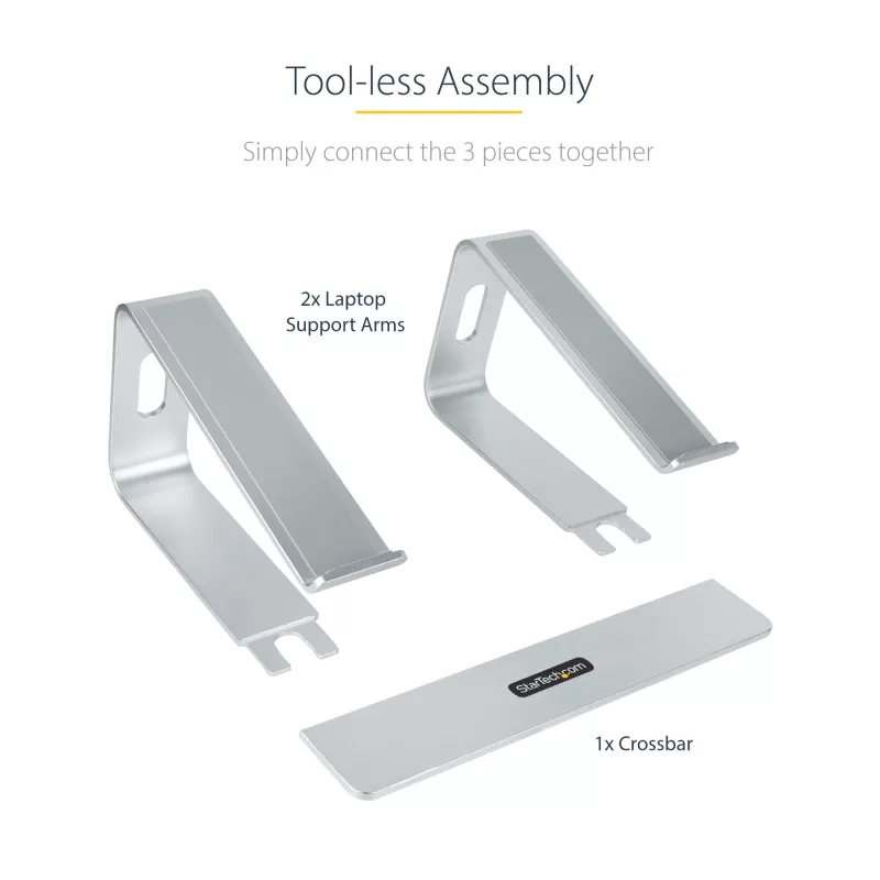 StarTech.com soporte para portátil de escritorio, soporta 5 kg/11 lb, aluminio, plata, elevación ergonómica para portátil, soporte portátil, soporte para ordenador para MacBook Air/Pro, Dell XPS, Lenovo
