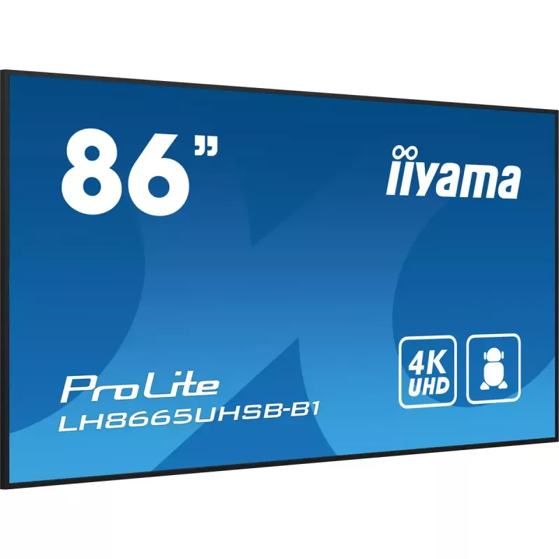 iiyama LH8665UHSB-B1 pantalla de señalización diseño kiosco 2,18 m (86 pulgadas) LED Wi-Fi 800 cd/m² 4K Ultra HD negro procesador integrado Android 11 24/7