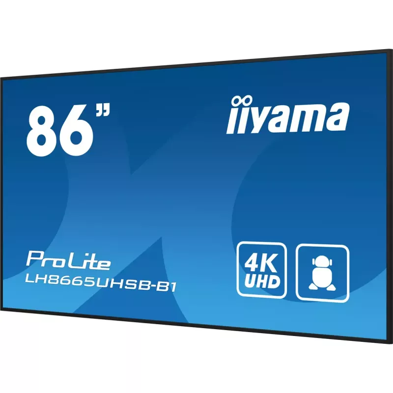iiyama LH8665UHSB-B1 pantalla de señalización diseño kiosco 2,18 m (86 pulgadas) LED Wi-Fi 800 cd/m² 4K Ultra HD negro procesador integrado Android 11 24/7