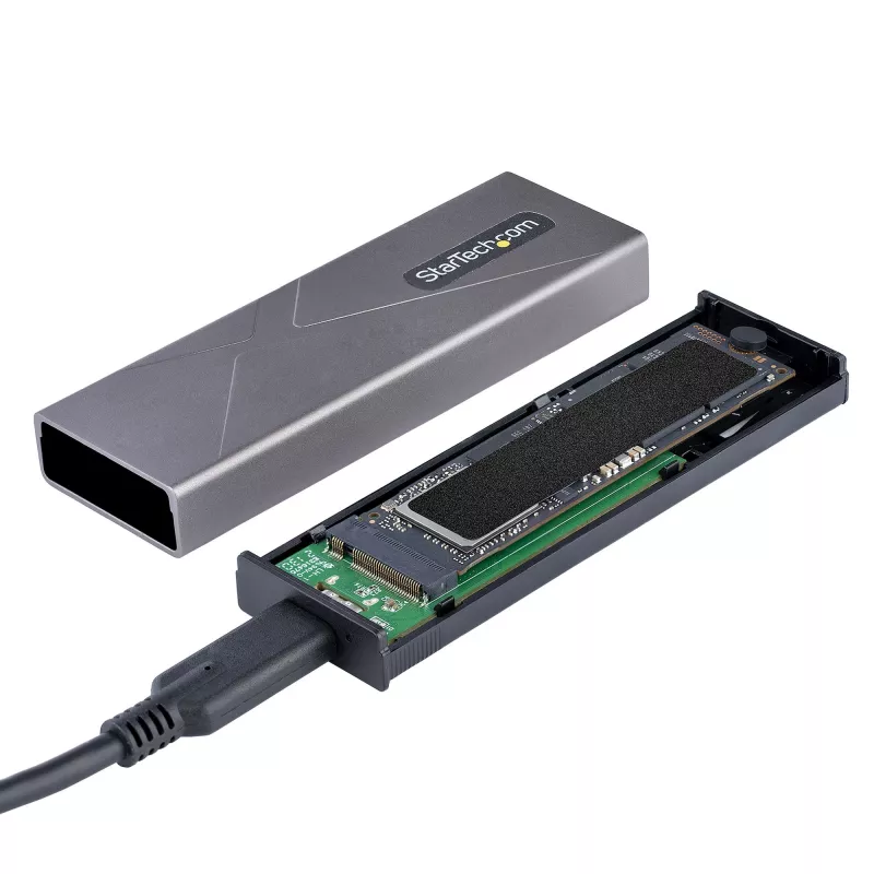 StarTech.com carcasa USB-C 10 Gbit/s para SSD M.2 NVMe o M.2 SATA – carcasa externa de aluminio sin herramientas para SSD M.2 PCIe/SATA NGFF – cable host USB Type-C y Type-A – compatible con 2230/2242/2260/2280