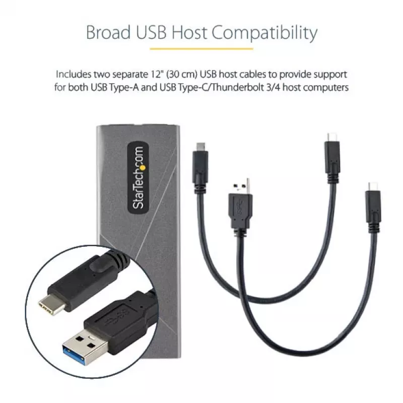 StarTech.com carcasa USB-C 10 Gbit/s para SSD M.2 NVMe o M.2 SATA – carcasa externa de aluminio sin herramientas para SSD M.2 PCIe/SATA NGFF – cable host USB Type-C y Type-A – compatible con 2230/2242/2260/2280