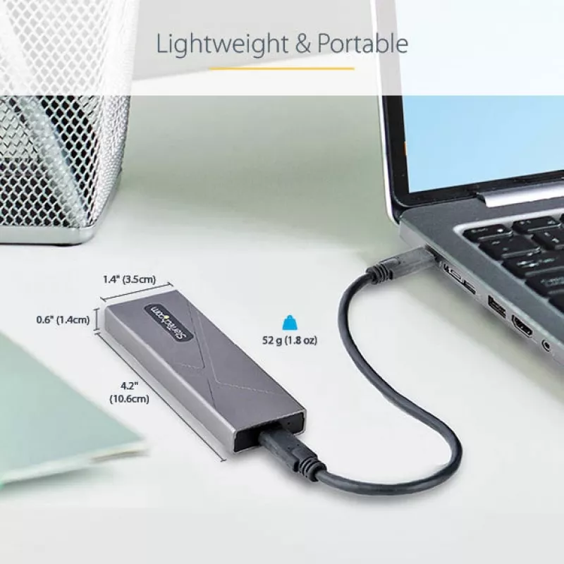 StarTech.com carcasa USB-C 10 Gbit/s para SSD M.2 NVMe o M.2 SATA – carcasa externa de aluminio sin herramientas para SSD M.2 PCIe/SATA NGFF – cable host USB Type-C y Type-A – compatible con 2230/2242/2260/2280