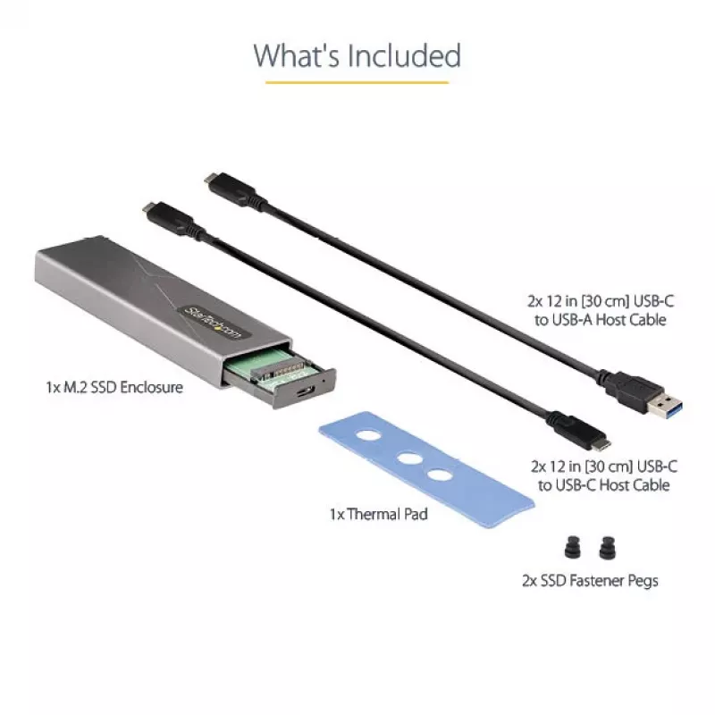 StarTech.com carcasa USB-C 10 Gbit/s para SSD M.2 NVMe o M.2 SATA – carcasa externa de aluminio sin herramientas para SSD M.2 PCIe/SATA NGFF – cable host USB Type-C y Type-A – compatible con 2230/2242/2260/2280