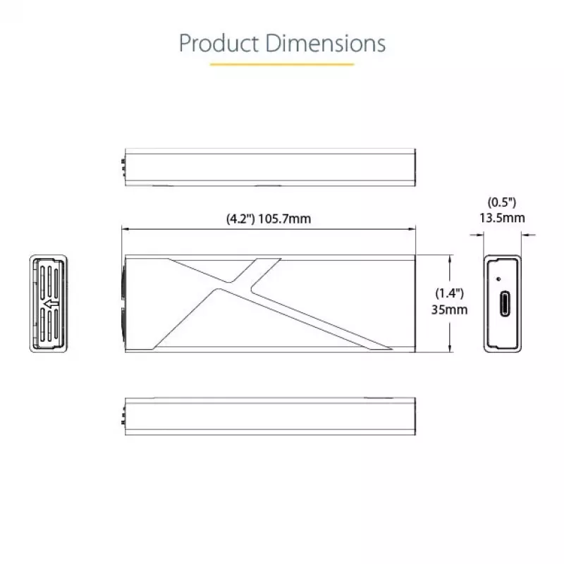 StarTech.com carcasa USB-C 10 Gbit/s para SSD M.2 NVMe o M.2 SATA – carcasa externa de aluminio sin herramientas para SSD M.2 PCIe/SATA NGFF – cable host USB Type-C y Type-A – compatible con 2230/2242/2260/2280