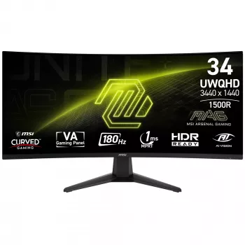 MSI MAG 346CQ Monitor de ordenador 86,4 cm (34 inch) 3440 x 1440 píxeles UltraWide Dual Quad HD LCD Negro