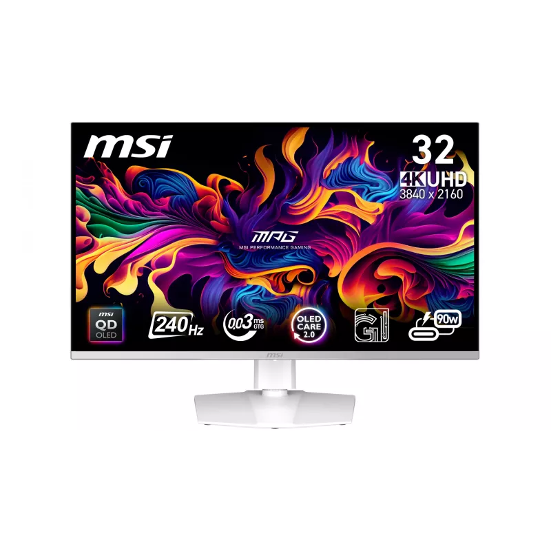 MSI MPG 321URXW QD-OLED Monitor de ordenador 80 cm (31,5 inch) 3840 x 2160 píxeles 4K Ultra HD Blanco
