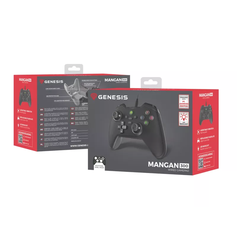 GENESIS Mangan 300 negro USB mando analógico / digital Android, Nintendo Switch, PC