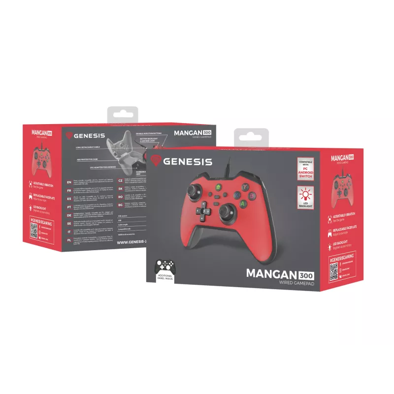 GENESIS Mangan 300 Mando USB rojo analógico/digital Android, Nintendo Switch, PC