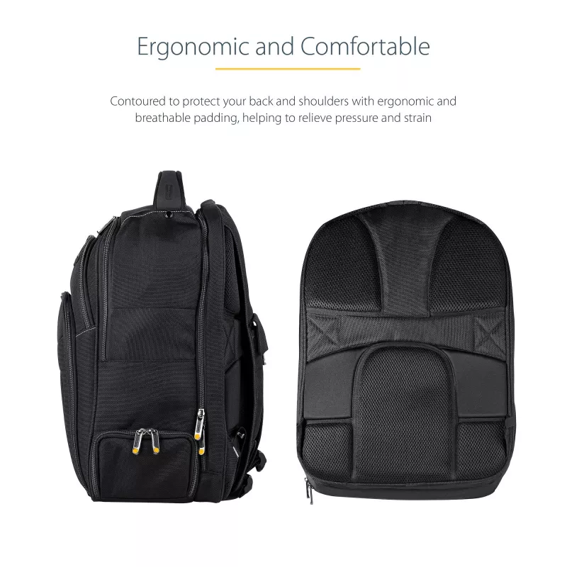 StarTech.com Mochila para portátil de 15,6 pulgadas con organizador de accesorios extraíble - Mochila profesional IT-Tech para trabajo/viaje/desplazamiento - Bolsa ergonómica para ordenador - Nylon balístico resistente - Compartimentos para portátil/tablet