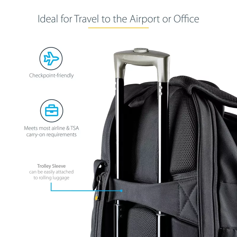 StarTech.com Mochila para portátil de 15,6 pulgadas con organizador de accesorios extraíble - Mochila profesional IT-Tech para trabajo/viaje/desplazamiento - Bolsa ergonómica para ordenador - Nylon balístico resistente - Compartimentos para portátil/tablet