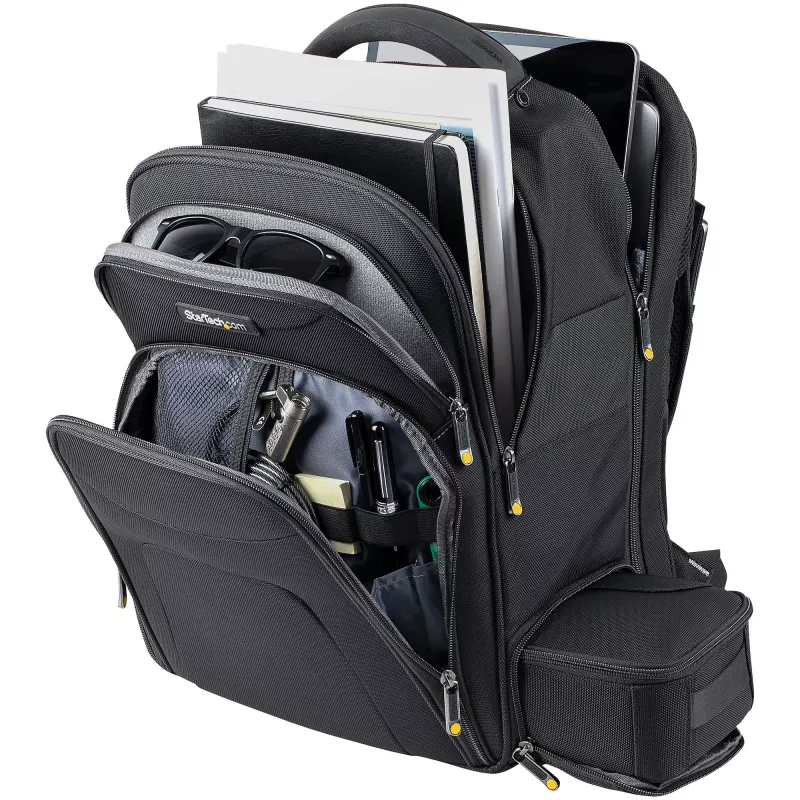 StarTech.com Mochila para portátil de 17,3 pulgadas con estuche organizador de accesorios extraíble – Mochila profesional IT-Tech para trabajo/viaje/desplazamiento – Bolsa ergonómica para ordenador – Nylon balístico resistente – Compartimentos para portátil/tablet
