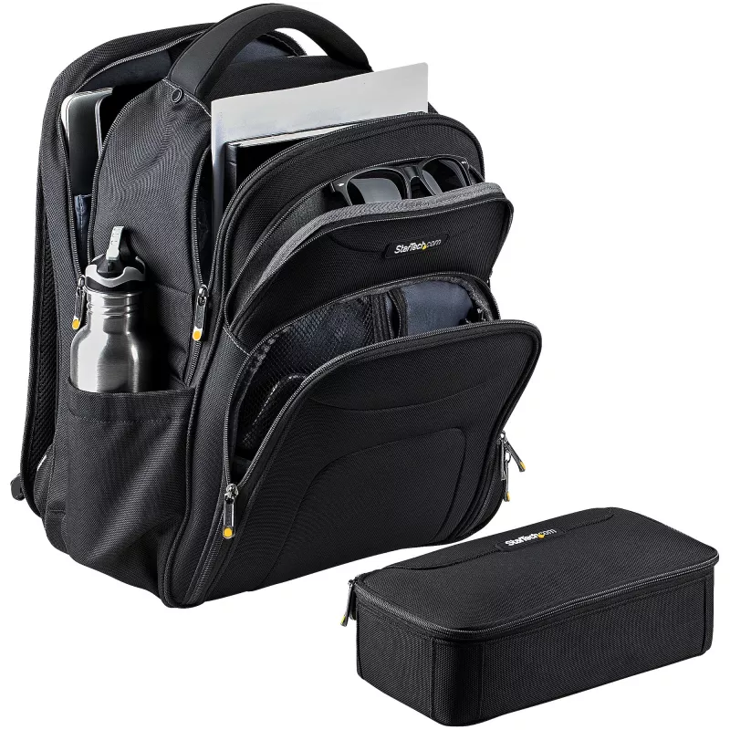 StarTech.com Mochila para portátil de 17,3 pulgadas con estuche organizador de accesorios extraíble – Mochila profesional IT-Tech para trabajo/viaje/desplazamiento – Bolsa ergonómica para ordenador – Nylon balístico resistente – Compartimentos para portátil/tablet
