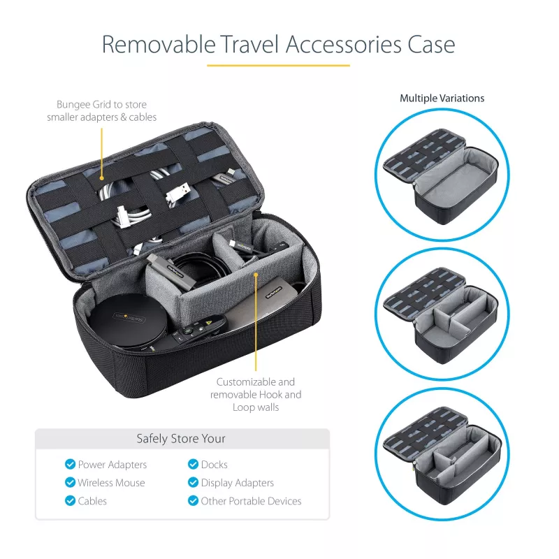 StarTech.com Mochila para portátil de 17,3 pulgadas con estuche organizador de accesorios extraíble – Mochila profesional IT-Tech para trabajo/viaje/desplazamiento – Bolsa ergonómica para ordenador – Nylon balístico resistente – Compartimentos para portátil/tablet