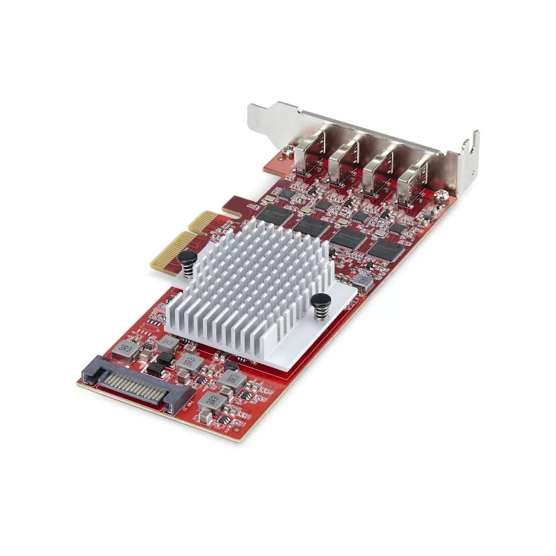 StarTech.com Tarjeta PCIe USB Type-C de 4 puertos, USB 3.2 10Gbps, tarjeta de expansión USB-C PCI Express, 4x controladores USB independientes, Windows/Linux/macOS, conforme TAA