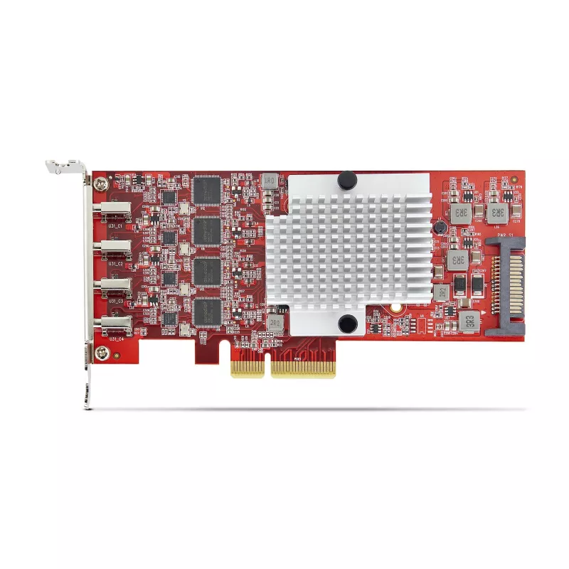 StarTech.com Tarjeta PCIe USB Type-C de 4 puertos, USB 3.2 10Gbps, tarjeta de expansión USB-C PCI Express, 4x controladores USB independientes, Windows/Linux/macOS, conforme TAA