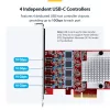 StarTech.com Tarjeta PCIe USB Type-C de 4 puertos, USB 3.2 10Gbps, tarjeta de expansión USB-C PCI Express, 4x controladores USB independientes, Windows/Linux/macOS, conforme TAA