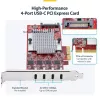 StarTech.com Tarjeta PCIe USB Type-C de 4 puertos, USB 3.2 10Gbps, tarjeta de expansión USB-C PCI Express, 4x controladores USB independientes, Windows/Linux/macOS, conforme TAA