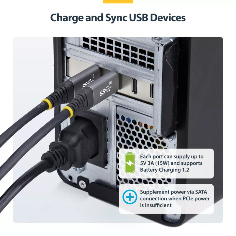 StarTech.com Tarjeta PCIe USB Type-C de 4 puertos, USB 3.2 10Gbps, tarjeta de expansión USB-C PCI Express, 4x controladores USB independientes, Windows/Linux/macOS, conforme TAA