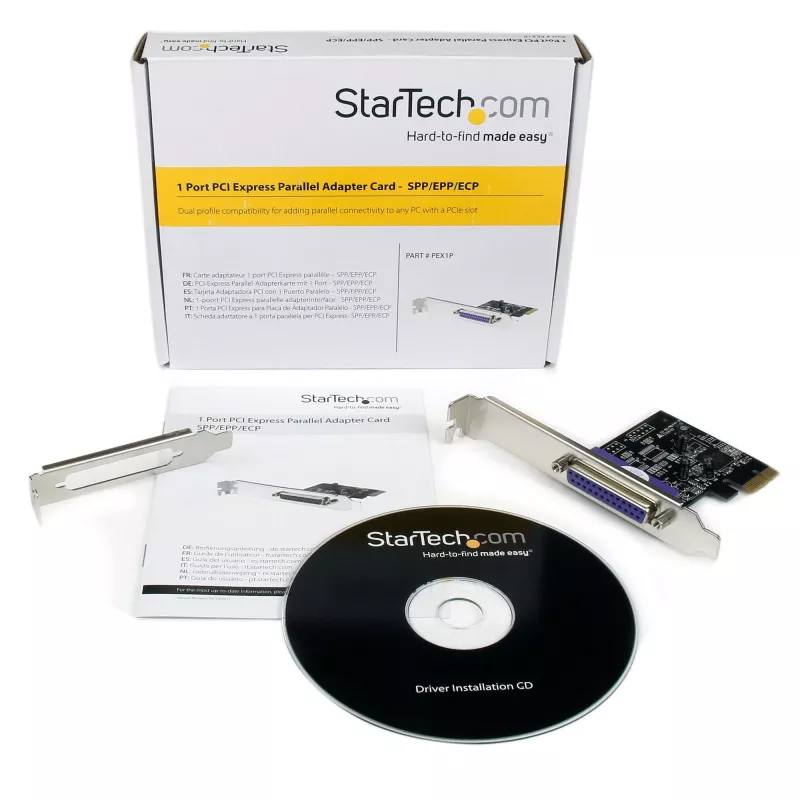 StarTech.com Tarjeta PCIe de 1 puerto paralelo - Tarjeta adaptadora PCI Express a paralelo DB25 - Ampliación de escritorio controlador LPT para impresora, escáner y plotter - SPP/ECP - Perfil estándar/bajo