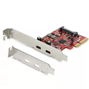 StarTech.com Tarjeta PCIe USB 3.2 Gen 2 de 2 puertos, tarjeta controladora PCI Express 3.0 x4 USB-C 10Gbps SuperSpeed, tarjeta adaptadora USB Type-C, solo datos, Windows/macOS/Linux, TAA