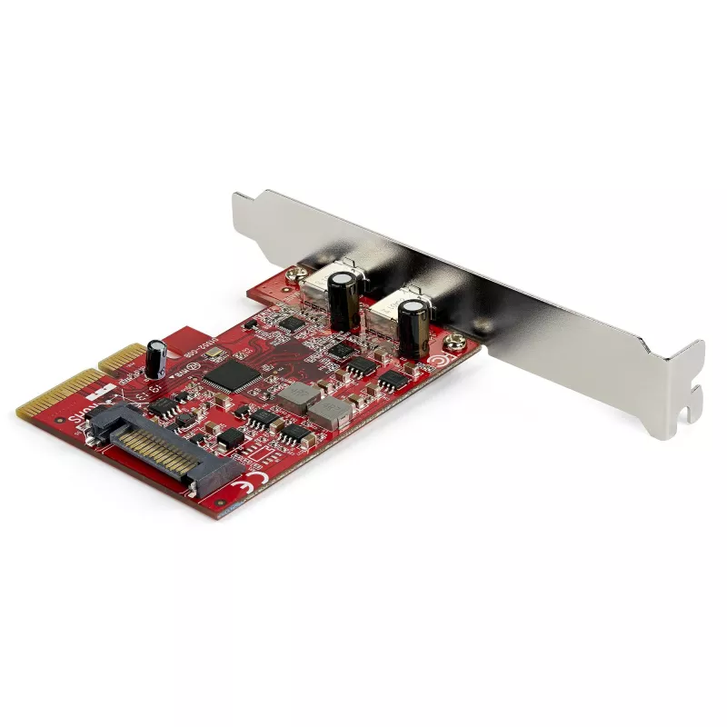 StarTech.com Tarjeta PCIe USB 3.2 Gen 2 de 2 puertos, tarjeta controladora PCI Express 3.0 x4 USB-C 10Gbps SuperSpeed, tarjeta adaptadora USB Type-C, solo datos, Windows/macOS/Linux, TAA