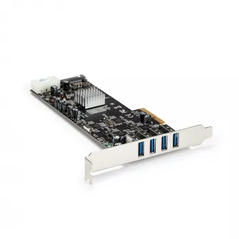 StarTech.com Tarjeta PCIe USB 3.0 de 4 puertos con 4 canales dedicados de 5 Gbit/s (USB 3.1 Gen 1) – UASP – Alimentación SATA/LP4 – Tarjeta adaptadora PCI Express