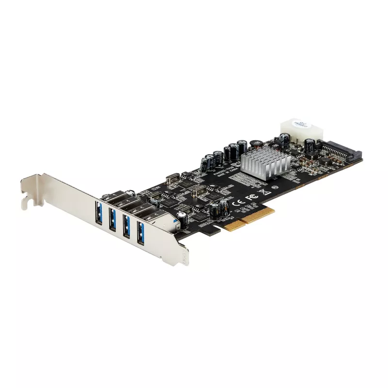 Tarjeta PCIe StarTech.com de 4 puertos USB 3.0 con 4 canales dedicados de 5 Gbps (USB 3.1 Gen 1) – UASP – alimentación SATA / LP4 – tarjeta adaptadora PCI Express
