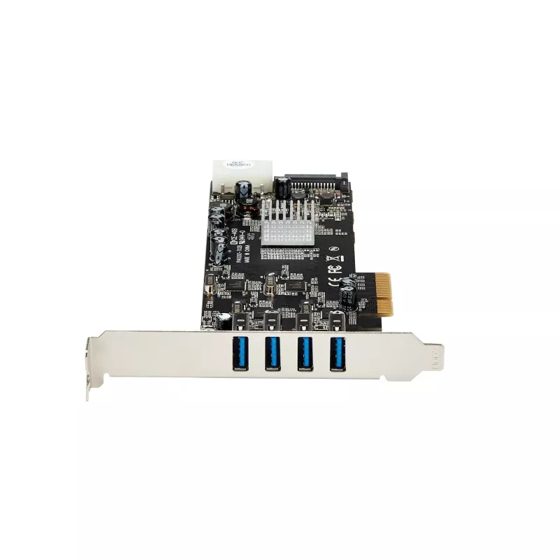 Tarjeta PCIe StarTech.com de 4 puertos USB 3.0 con 4 canales dedicados de 5 Gbps (USB 3.1 Gen 1) – UASP – alimentación SATA / LP4 – tarjeta adaptadora PCI Express