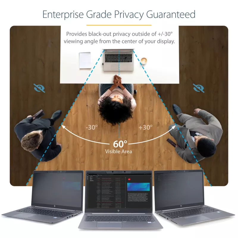 StarTech.com Filtro de privacidad para portátil de 15.6 pulgadas – Filtro de seguridad magnético y extraíble para pantalla de portátil – Protección de pantalla con reducción de luz azul – 16:9 – Mate/Brillante – +/-30 grados