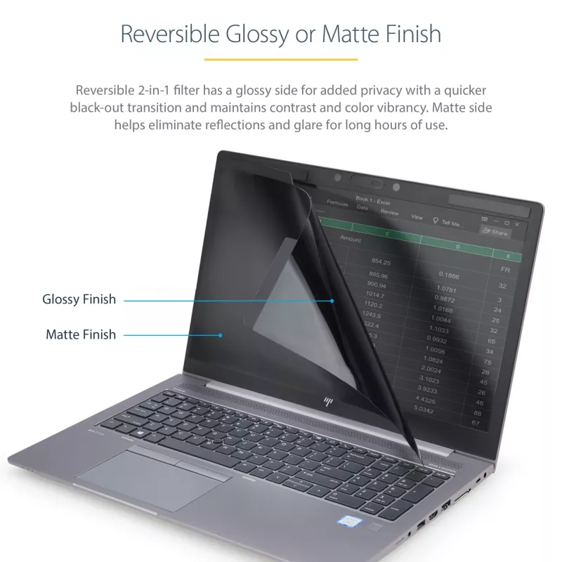 StarTech.com Filtro de privacidad para portátil de 15.6 pulgadas – Filtro de seguridad magnético y extraíble para pantalla de portátil – Protección de pantalla con reducción de luz azul – 16:9 – Mate/Brillante – +/-30 grados