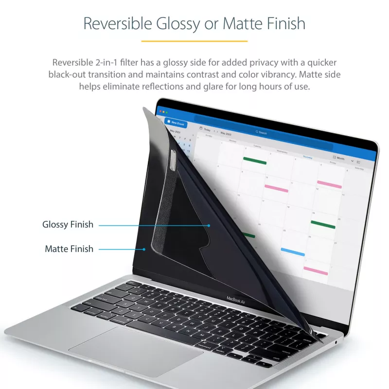 StarTech.com Filtro de privacidad para portátil de 13 pulgadas MacBook Pro y MacBook Air – Filtro de seguridad magnético y extraíble – Protección de pantalla con reducción de luz azul 16:10 – Mate/Brillante – +/-30 grados