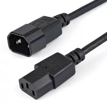 StarTech.com Cable alargador de corriente de 1m, C14 a C13, 10A 125V, 18AWG, cable alargador de corriente para ordenador, cable de alimentación de CA IEC-320-C14 a IEC-320-C13 para fuentes de alimentación, certificado UL
