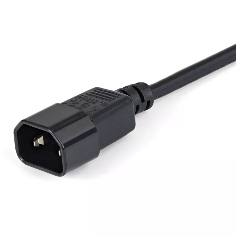 StarTech.com Cable alargador de corriente de 1m, C14 a C13, 10A 125V, 18AWG, cable alargador de corriente para ordenador, cable de alimentación de CA IEC-320-C14 a IEC-320-C13 para fuentes de alimentación, certificado UL