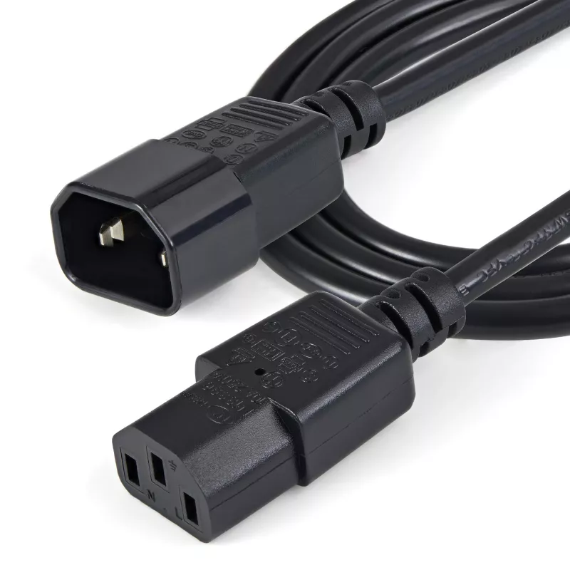 StarTech.com Cable alargador de corriente de 1m, C14 a C13, 10A 125V, 18AWG, cable alargador de corriente para ordenador, cable de alimentación de CA IEC-320-C14 a IEC-320-C13 para fuentes de alimentación, certificado UL