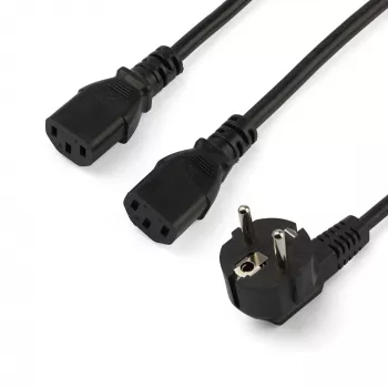 StarTech.com Cable de alimentación de ordenador en Y de 2m (6ft), 18AWG, EU Schuko a 2x C13, 10A 250V, cable de CA de repuesto negro, cable de alimentación de impresora, cable de fuente de alimentación de PC, cable de alimentación de monitor – certificado UL