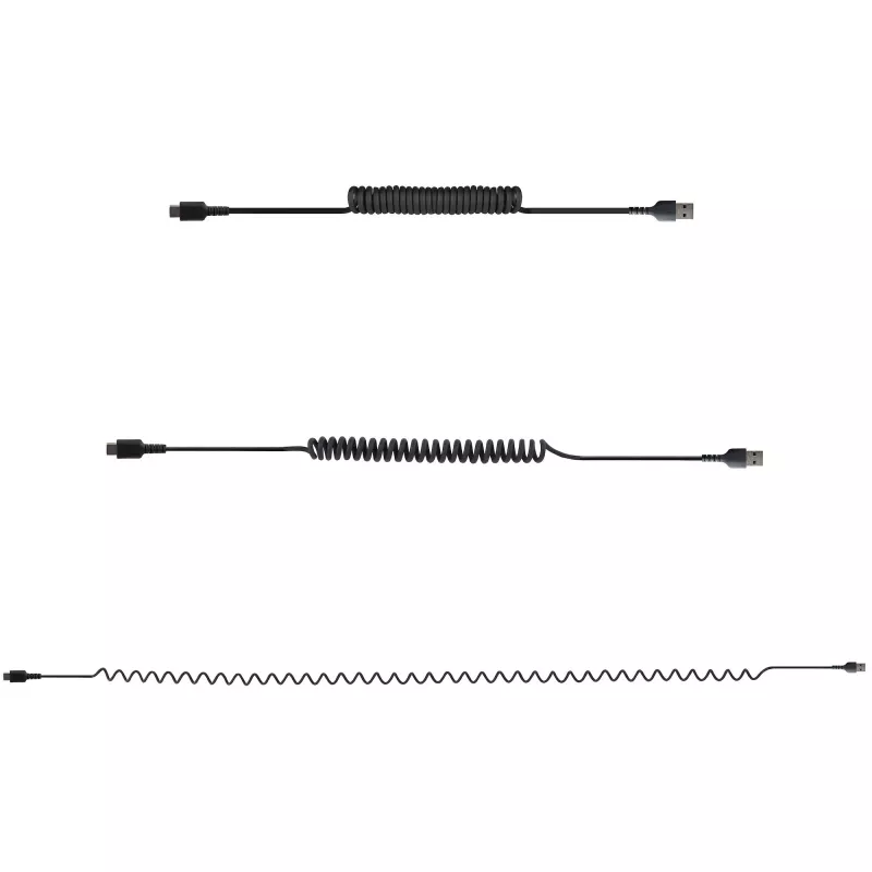 StarTech.com Cable de carga USB-A a C de 1m, cable espiral, Heavy Duty, carga rápida y sincronización, cable USB 2.0 A a USB Type-C de alta calidad, fibra de aramida resistente, cable USB macho a macho duradero