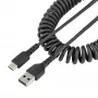 StarTech.com Cable de carga USB-A a C de 50cm (20in), cable espiral Heavy Duty carga rápida y sincronización, cable USB 2.0 A a USB Type-C de alta calidad, fibra de aramida resistente, cable USB macho a macho duradero