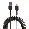 StarTech.com Cable de carga USB-A a C de 50cm (20in), cable espiral Heavy Duty carga rápida y sincronización, cable USB 2.0 A a USB Type-C de alta calidad, fibra de aramida resistente, cable USB macho a macho duradero