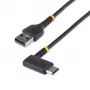 StarTech.com Cable de carga USB-A a USB-C de 1m, en ángulo – cable de carga rápida resistente – negro, USB 2.0 A a Type-C – fibra de aramida resistente – 3A – cable de carga USB