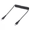 StarTech.com Cable de carga USB-C de 20in (50cm), cable espiral, resistente, carga rápida y sincronización, USB 2.0 Type-C, con fibra de aramida resistente, cable USB macho a macho duradero, Negro